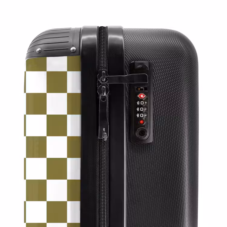 Suitcase - Green - White - Checkered Pattern — 5
