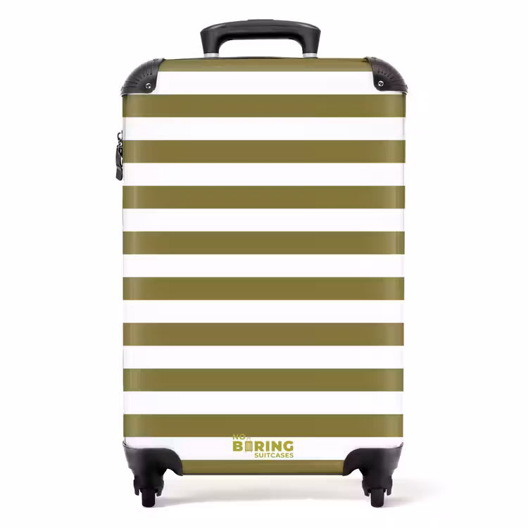 Suitcase - Horizontal Stripes - White - Green — 1