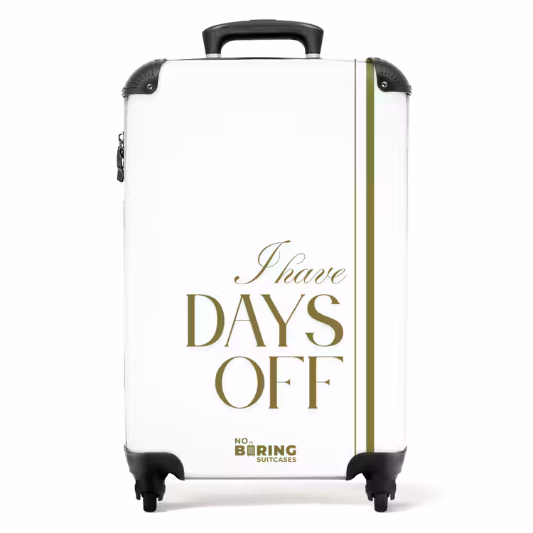 Suitcase - White - Green - Days Off - Minimalist — 1