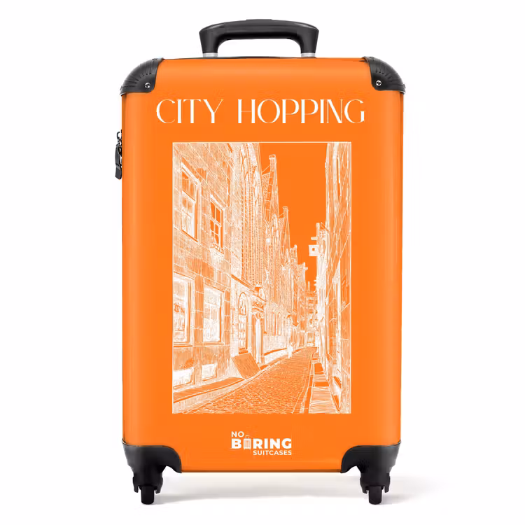 Suitcase - Orange - City Streets - White — 1