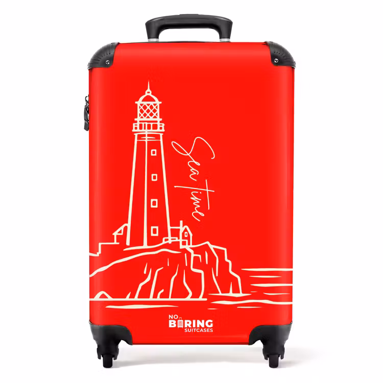 Suitcase - Red - White - Lighthouse - Sea — 1