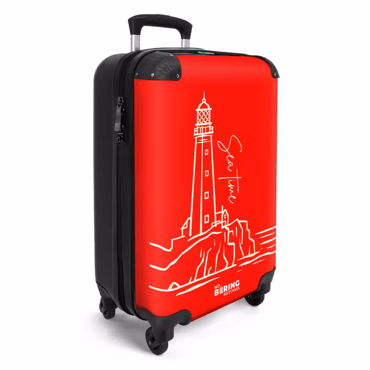 Suitcase - Red - White - Lighthouse - Sea — 4