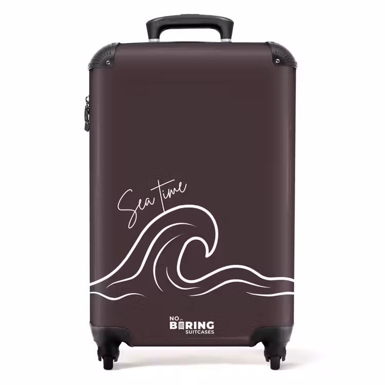 Suitcase - Wavy - Brown - White — 1
