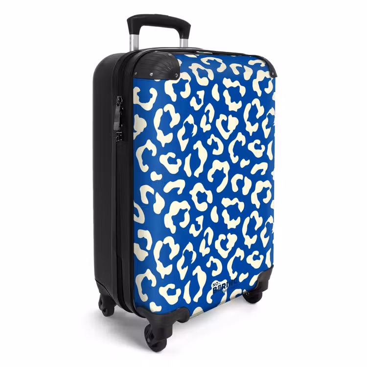 CaseSwap™ - Animal prints - Panther print suitcase in blue and white — 2