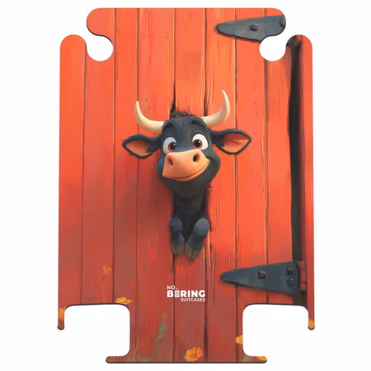 CaseSwap™ - Black bull pokes head through red barn door — 1