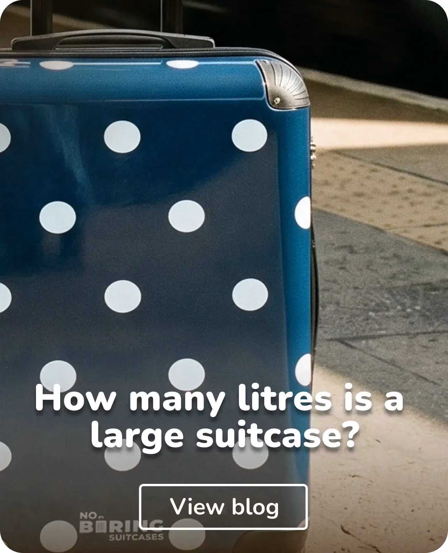 large suitcase with blue dots