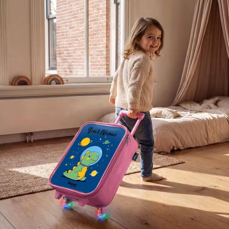 Children's suitcase with name - Pink - Dino - Planet - Star - Blue — 2