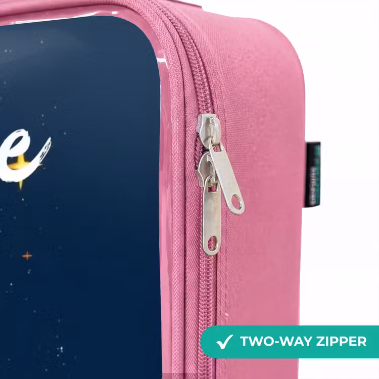 Children's suitcase with name - Pink - Planet - Rocket - Stars - Dark blue — 4