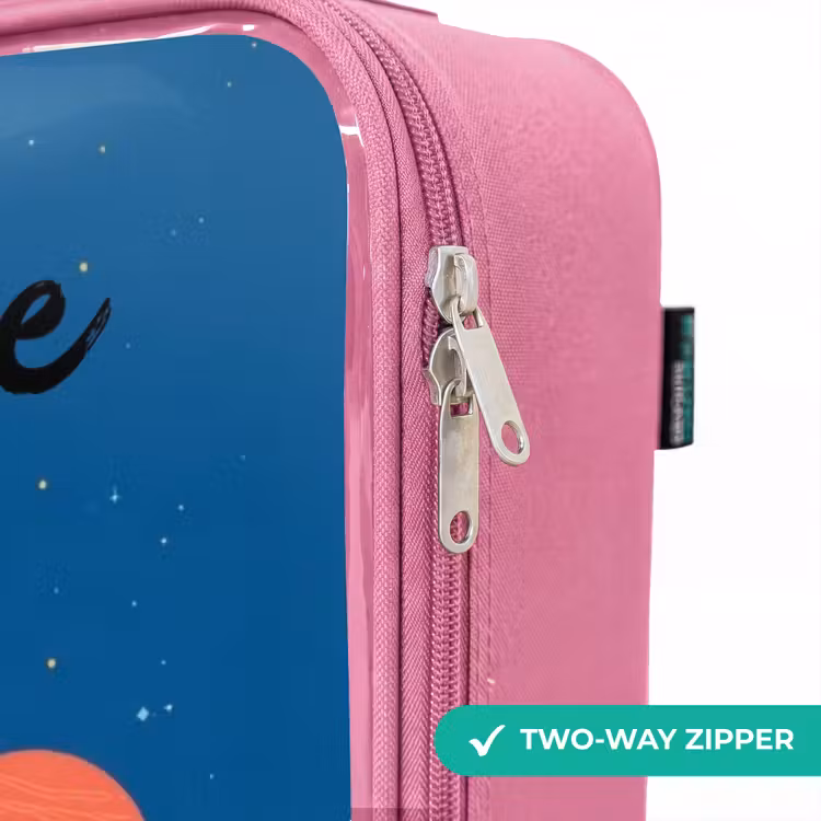Children's suitcase with name - Pink - Rocket - Planet - Stars - Multicolored — 4