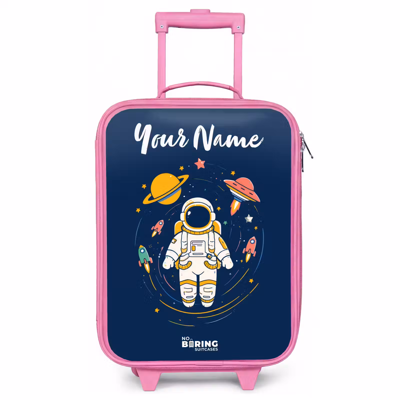 Children's suitcase with name - Pink - Astronaut - Planet - Stars - Rocket — 1