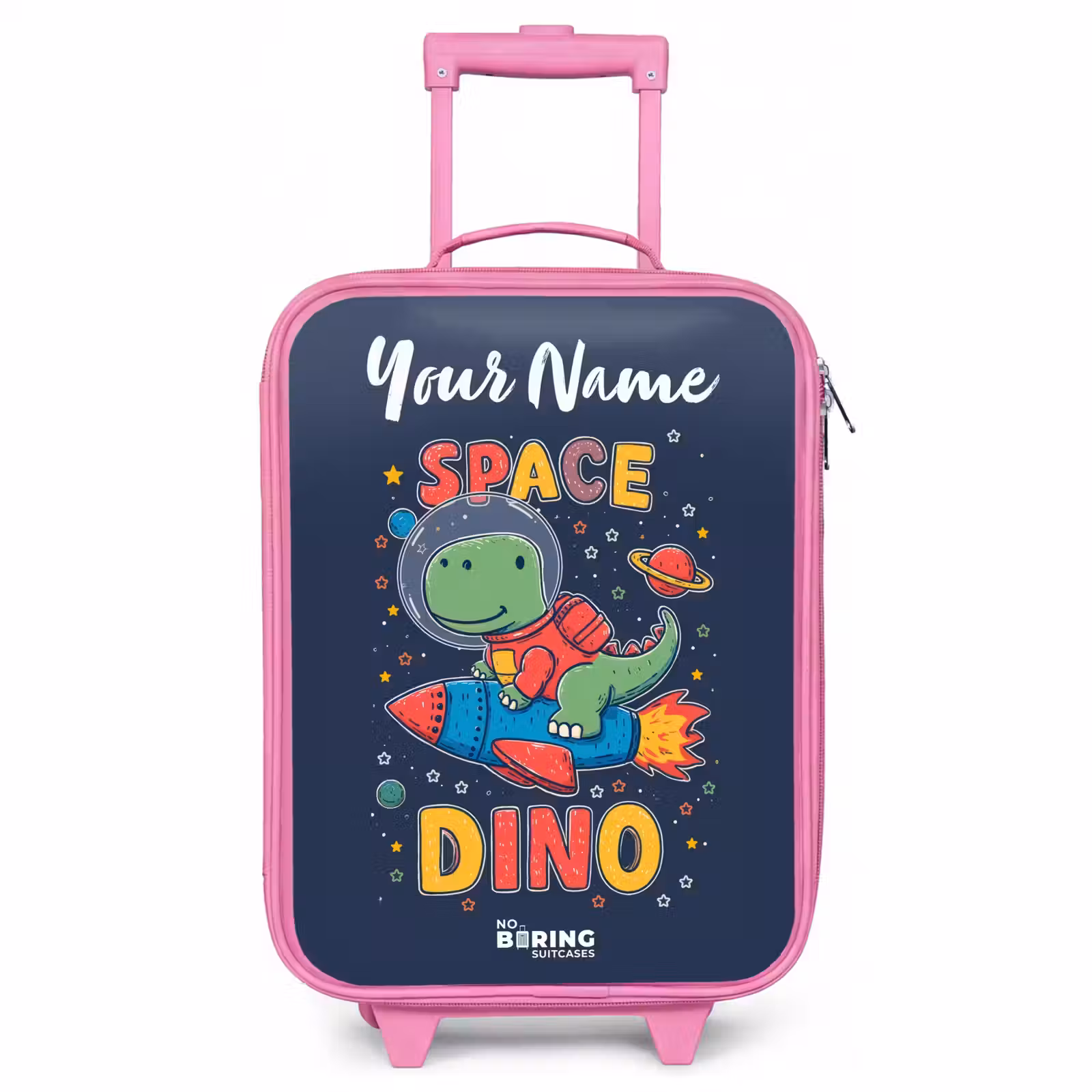 Children's suitcase with name - Pink - Dinosaur - Green - Rocket - Starry Sky — 1