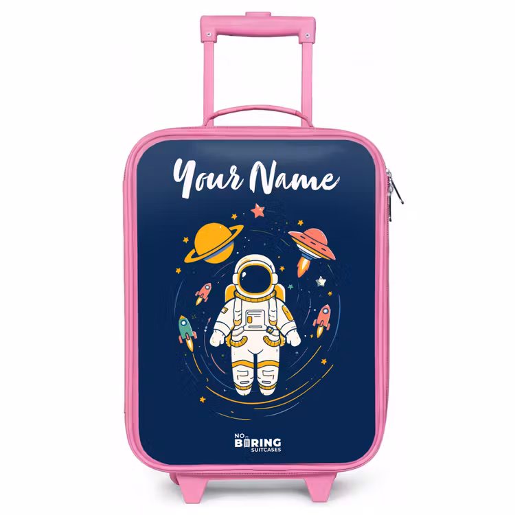 Children's suitcase with name - Pink - Astronaut - Planet - Stars - Rocket — 1