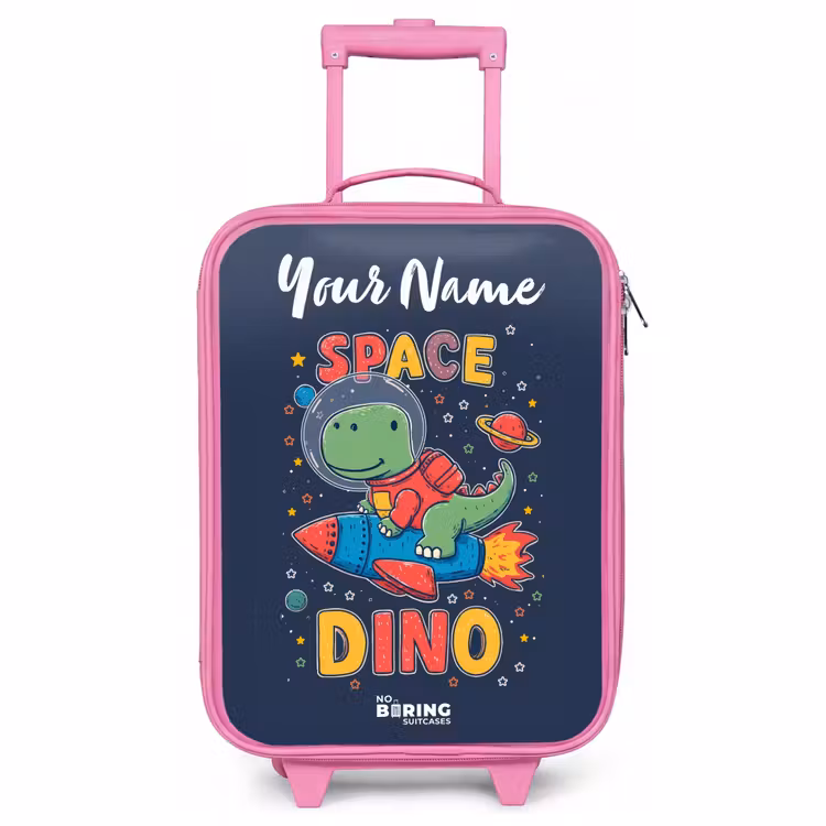 Children's suitcase with name - Pink - Dinosaur - Green - Rocket - Starry Sky — 1