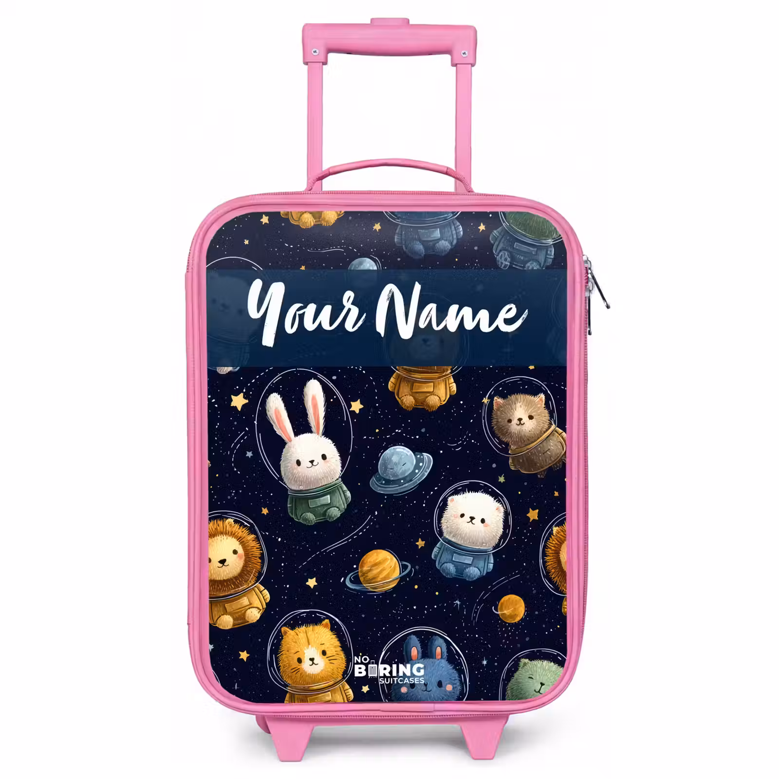 Children's suitcase with name - Pink - Animals - Astronaut - Planets - Stars — 1