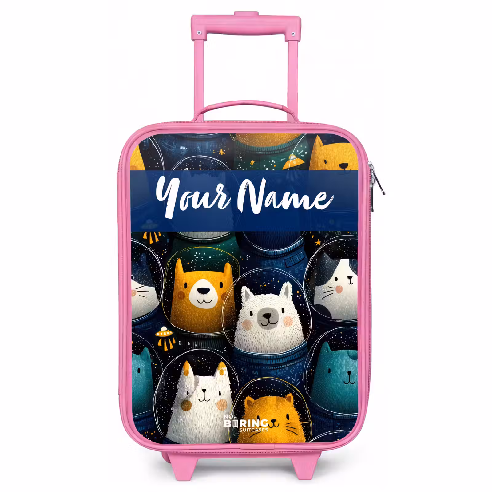 Children's suitcase with name - Pink - Animals - Stars - Planets - Astronaut — 1