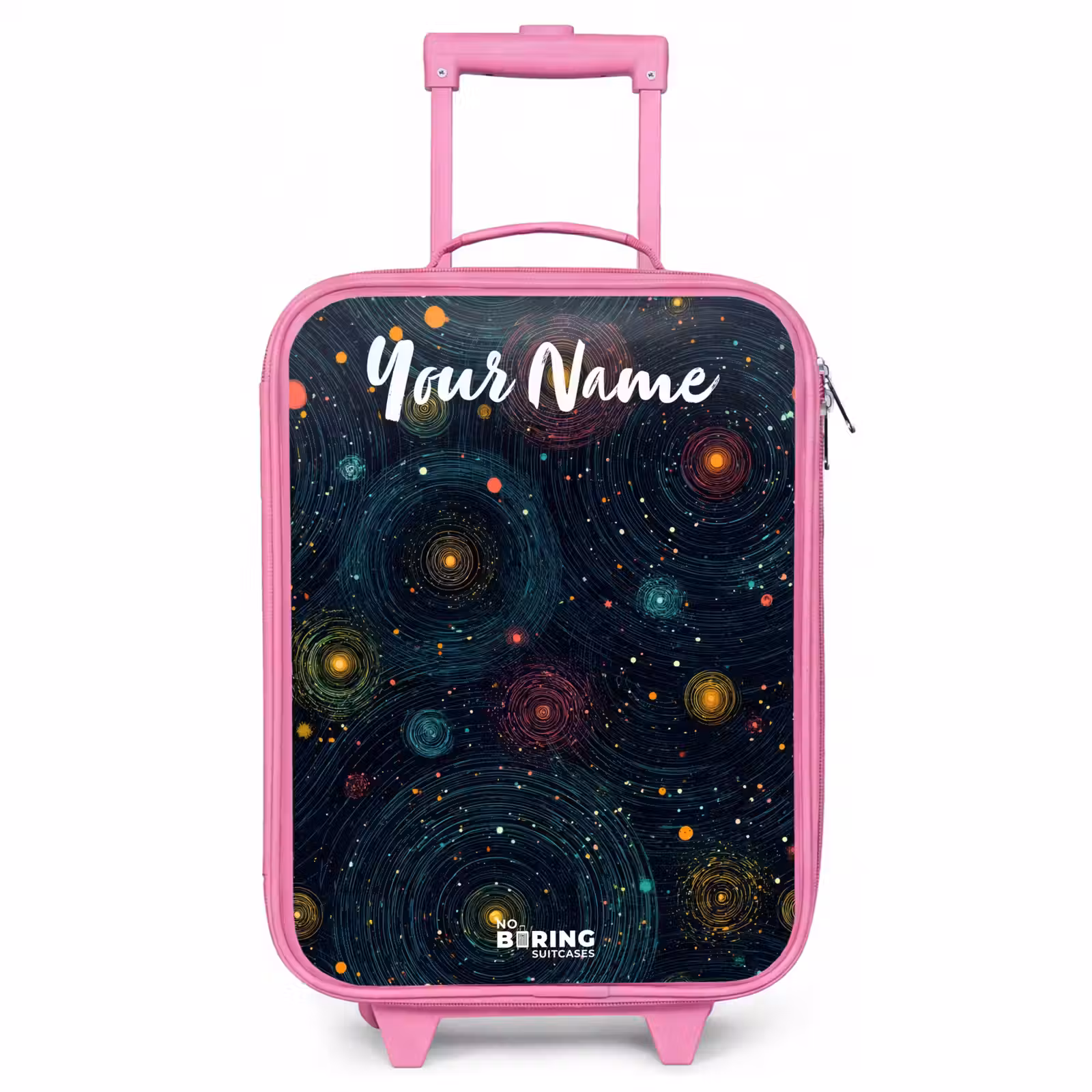 Children's suitcase with name - Pink - Stars - Planets - Colorful — 1