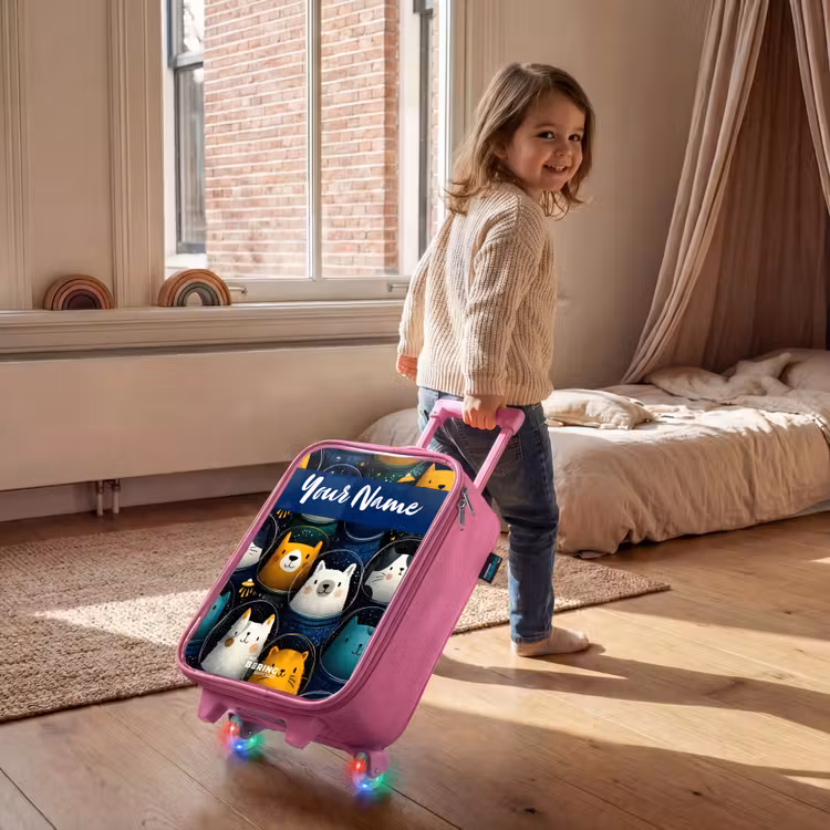 Children's suitcase with name - Pink - Animals - Stars - Planets - Astronaut — 2
