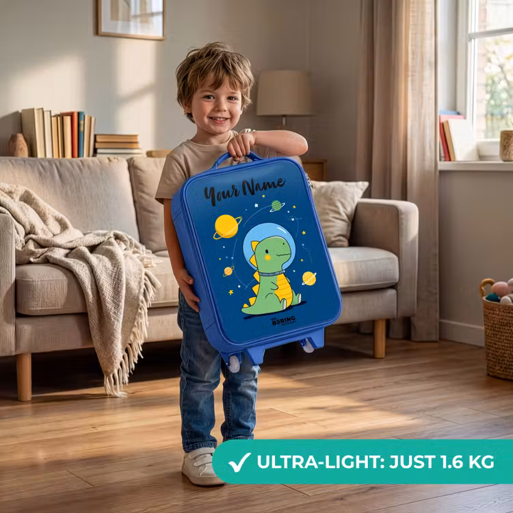Children's suitcase with name - Blue - Dino - Planet - Star - Blue — 3