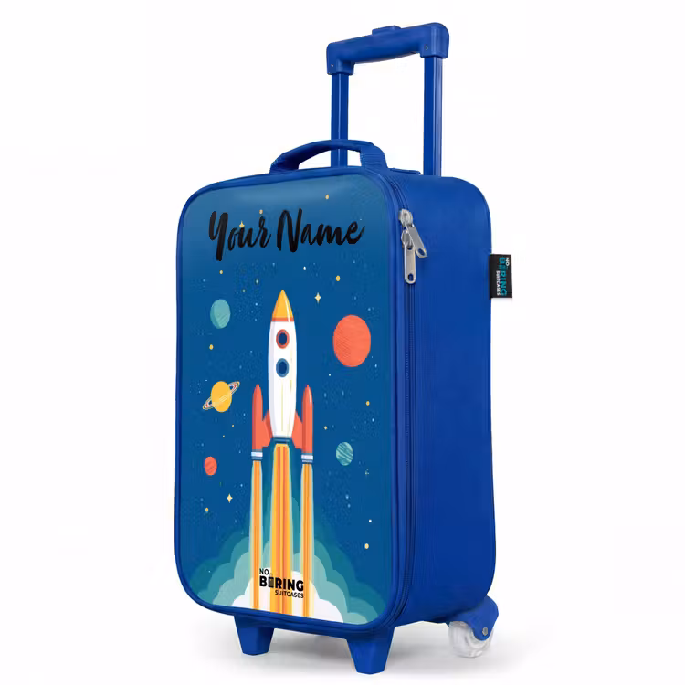 Children's suitcase with name - Blue - Rocket - Planet - Stars - Multicolored — 5