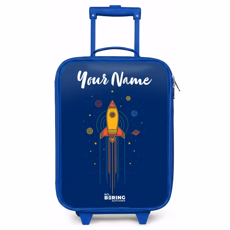 Children's suitcase with name - Blue - Rocket - Planets - Stars — 1