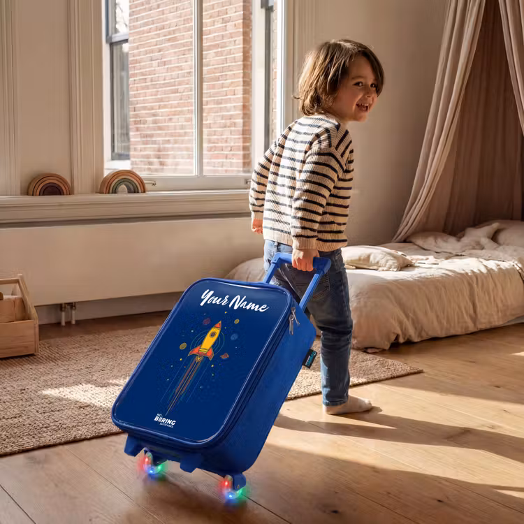 Children's suitcase with name - Blue - Rocket - Planets - Stars — 2