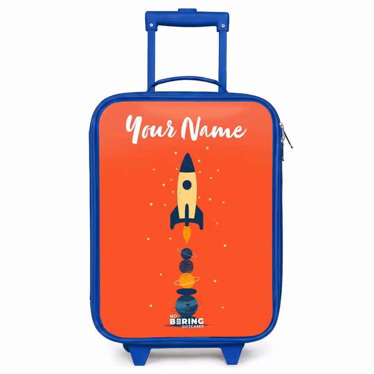 Children's suitcase with name - Blue - Rocket - Stars - Planets — 1