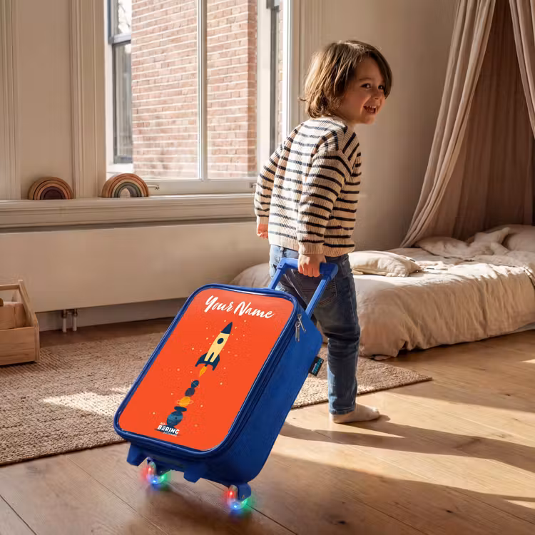 Children's suitcase with name - Blue - Rocket - Stars - Planets — 2