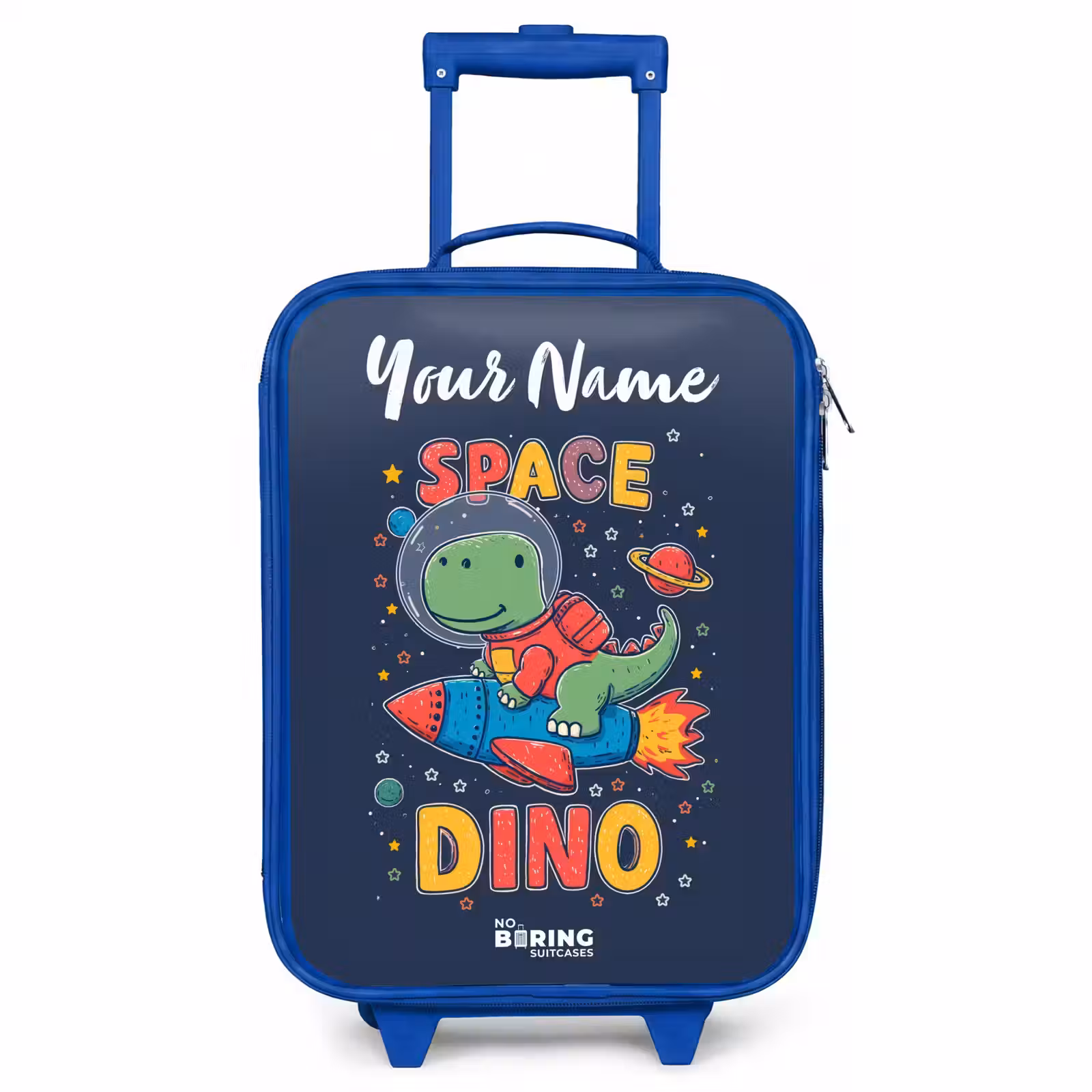 Children's suitcase with name - Blue - Dinosaur - Green - Rocket - Starry Sky — 1