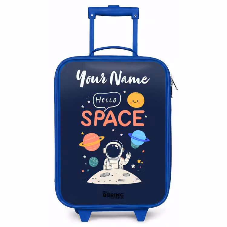 Children's suitcase with name - Blue - Astronaut - Quote - Planets - Stars — 1