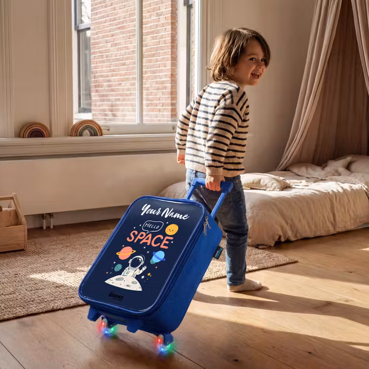 Children's suitcase with name - Blue - Astronaut - Quote - Planets - Stars — 2