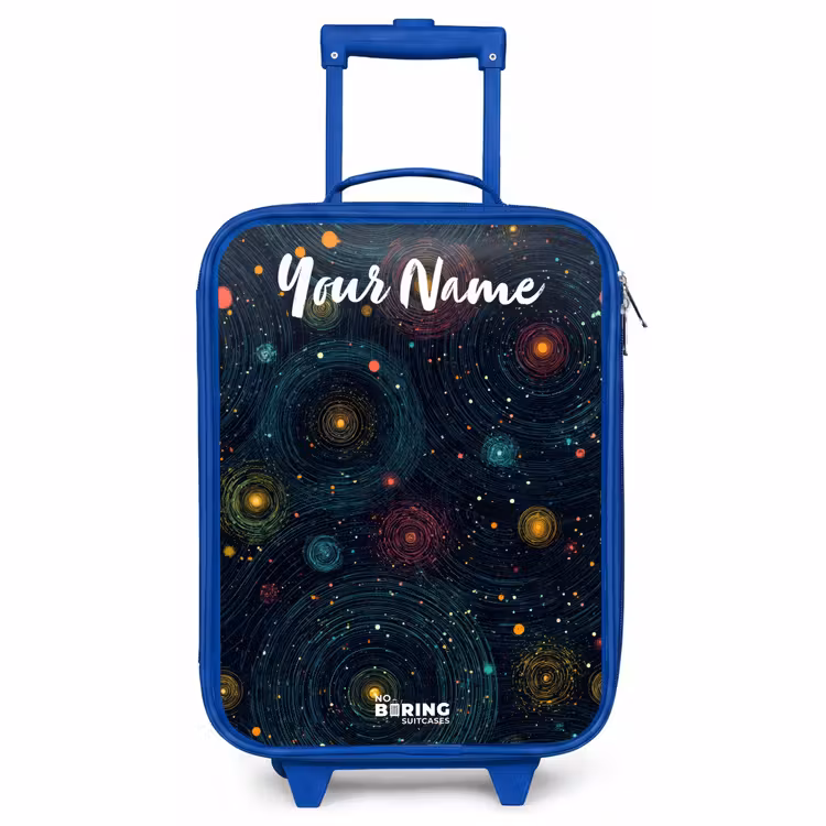 Children's suitcase with name - Blue - Stars - Planets - Colorful — 1