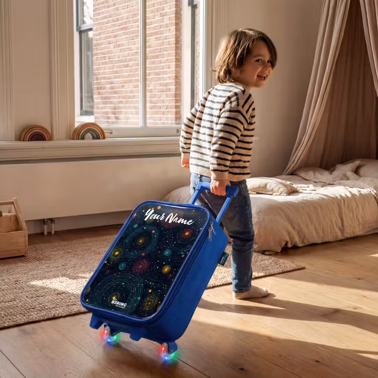 Children's suitcase with name - Blue - Stars - Planets - Colorful — 2