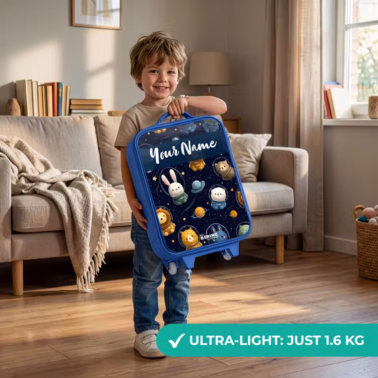 Children's suitcase with name - Blue - Animals - Astronaut - Planets - Stars — 3
