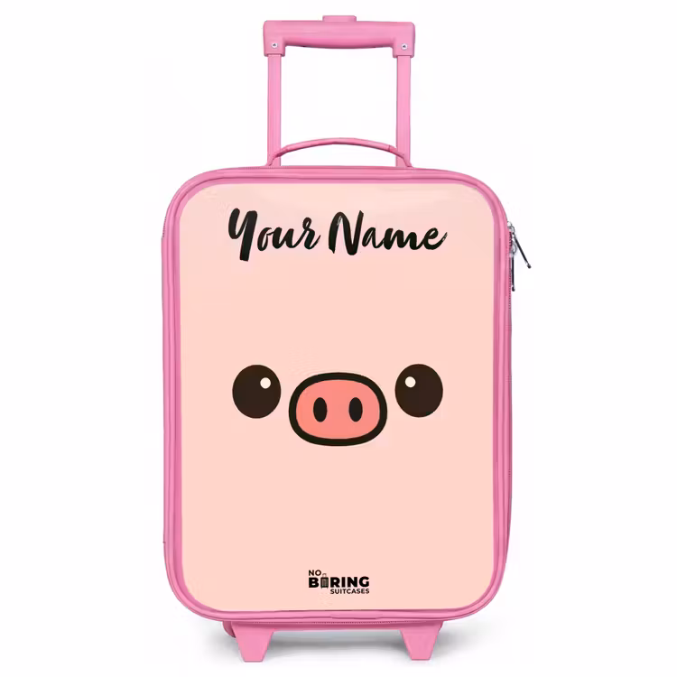 Children's suitcase with name - Pink - Kawai - Pig - Pink — 1