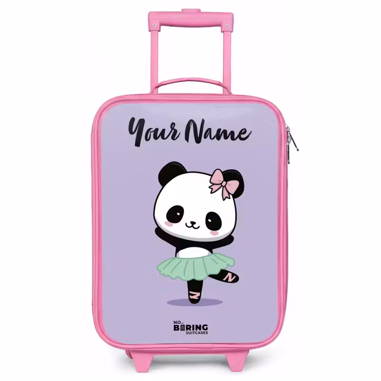 Children's suitcase with name - Pink - Kawai - Ballet - Panda — 1