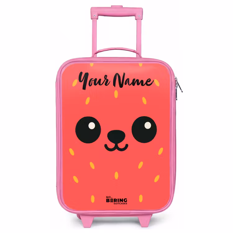 Children's suitcase with name - Pink - Kawai - Strawberry - Red — 1