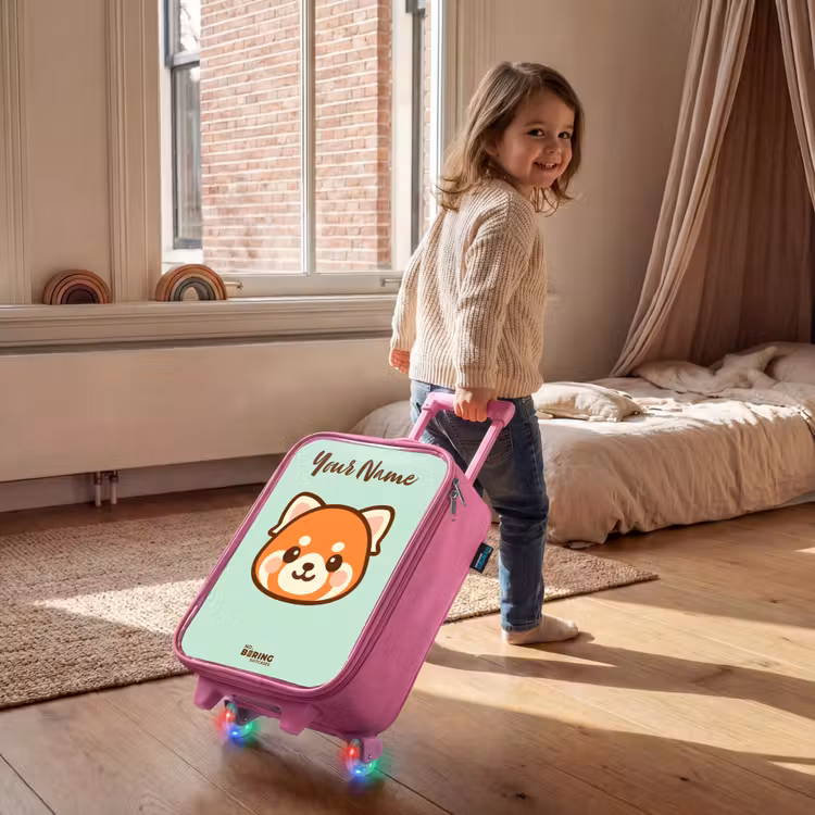 Children's suitcase with name - Pink - Kawai - Red panda - Green — 2