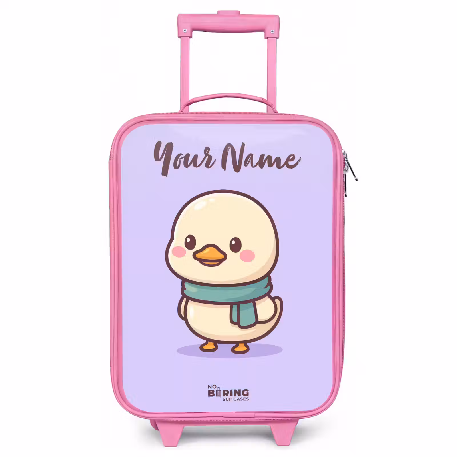Children's suitcase with name - Pink - Kawai - Duck - Scarf — 1