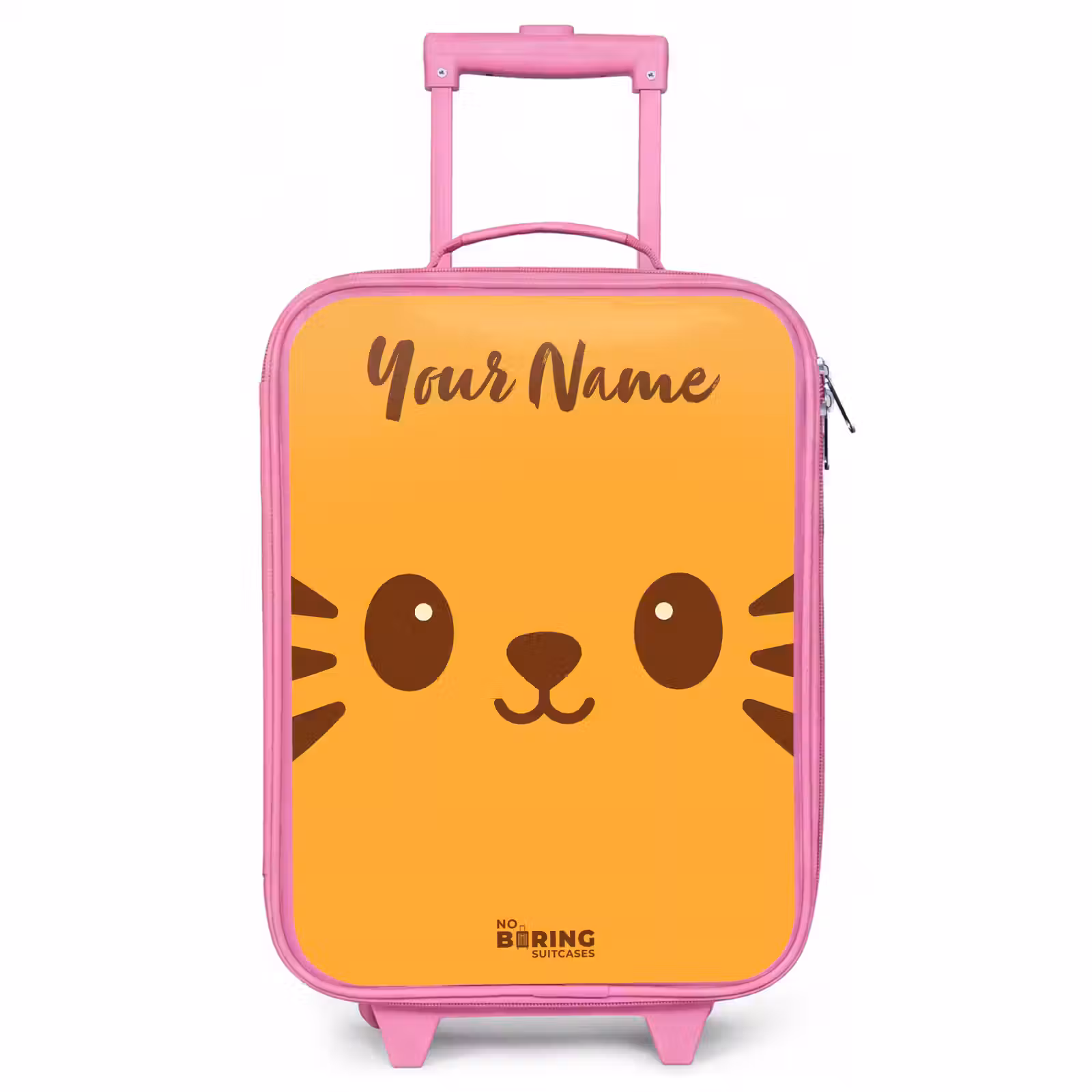 Children's suitcase with name - Pink - Kawai - Tiger - Orange — 1