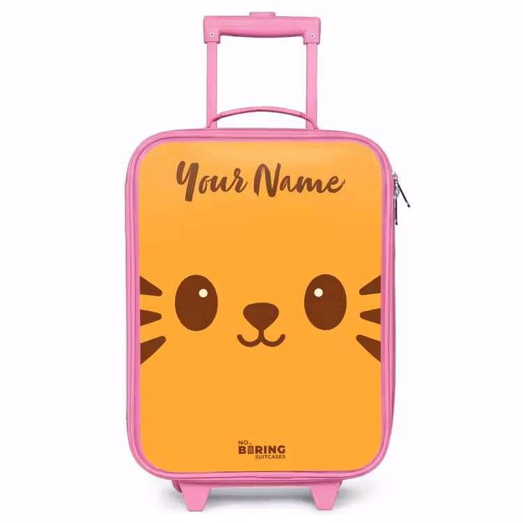 Children's suitcase with name - Pink - Kawai - Tiger - Orange — 1