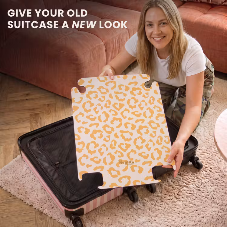CaseSwap™ - Animal prints - Panther print suitcase in orange and cream color — 3