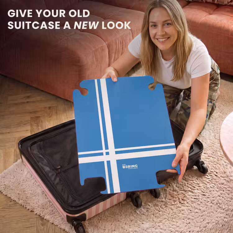 CaseSwap™ - Bright blue background with white corner pattern in lower left corner — 3