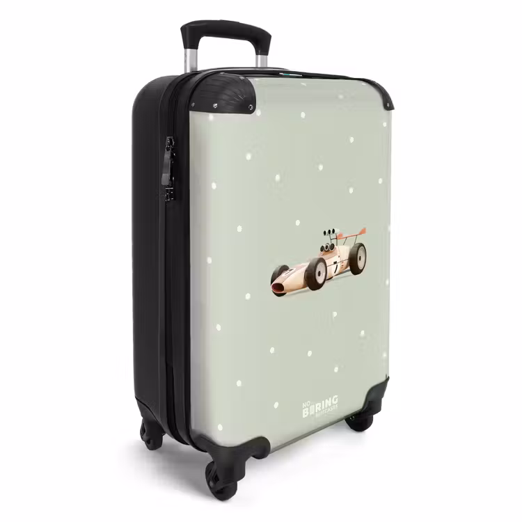 CaseSwap™ - Beige retro race car on green polka dots background — 2