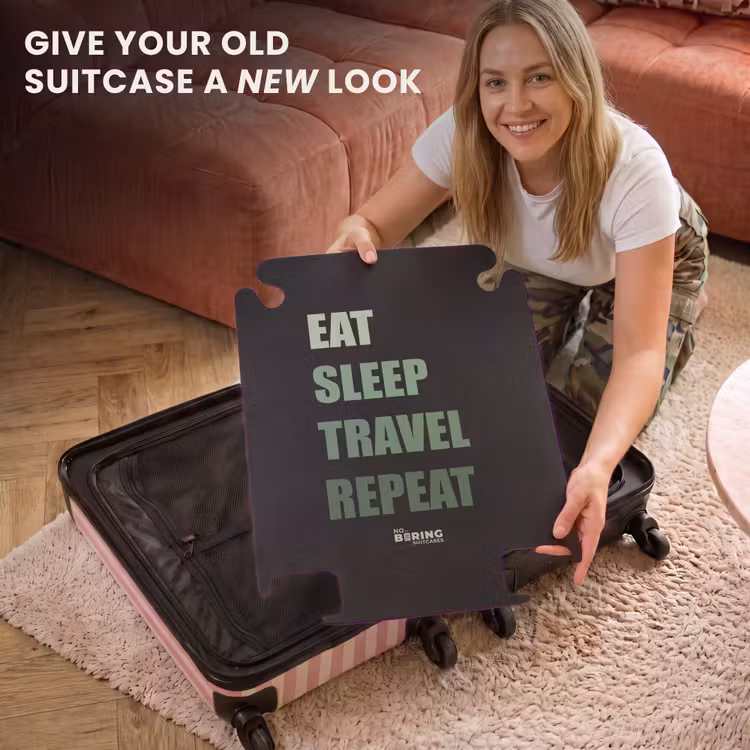 CaseSwap™ - Black background with green text Eat Sleep Travel Repeat — 3