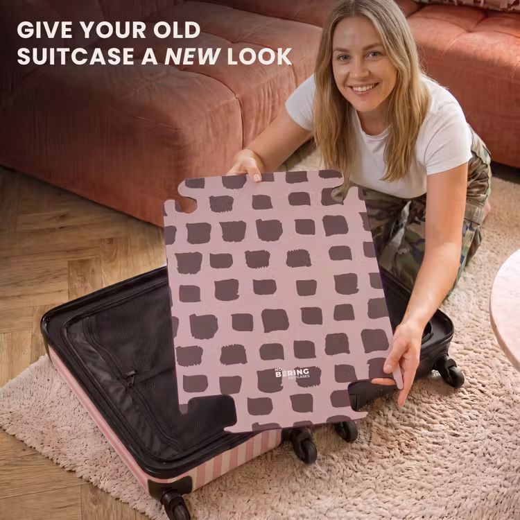 CaseSwap™ - Dark brown block shapes on old pink background — 3