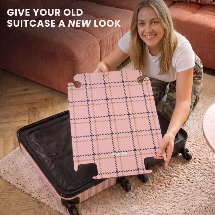 CaseSwap™ - Pink plaid texture with brown and black accents — 3