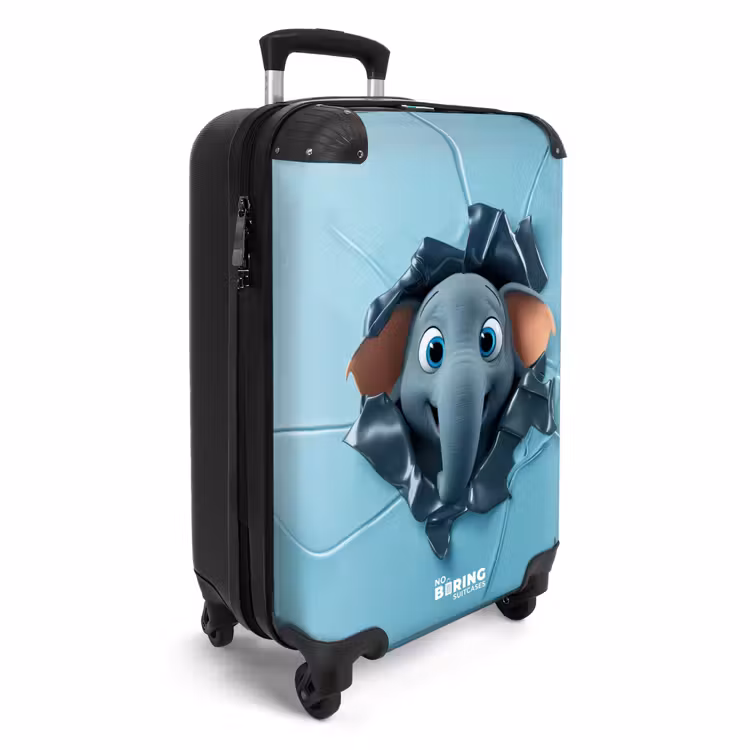 CaseSwap™ - Happy elephant looks through torn background — 2