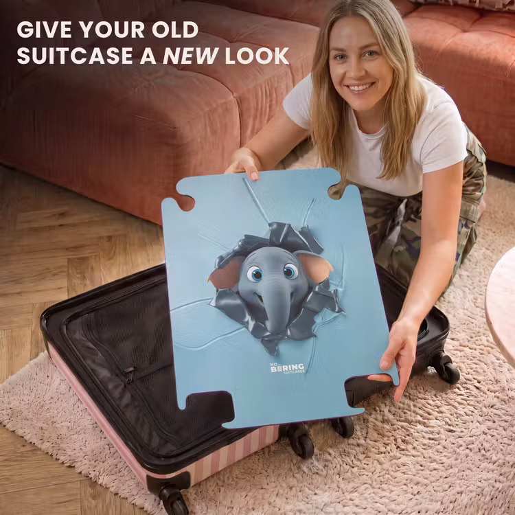 CaseSwap™ - Happy elephant looks through torn background — 3