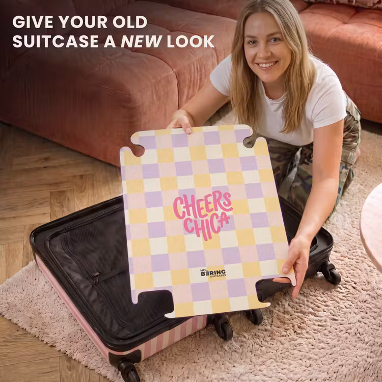 CaseSwap™ - Cheers Chica - Checkered - Lilac - Yellow — 3